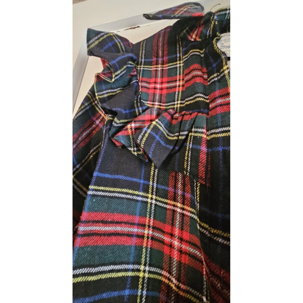 NWT FRANCESCA'S blue rain woman's M shirt dress plaid Christmas ruffles - Picture 4 of 8